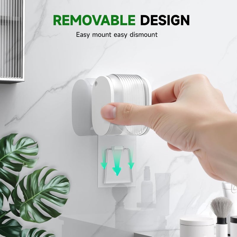 LUWUIDEN 2 Pcs Toothbrush Holders Wall Mounted, Single Slot Design, Shower Self Adhesive Wall Mounted Toothbrush Holder with Cover, Waterproof and Dustproof, Suitable for Bathroom, Family, Travel (Transparent) - Image 5